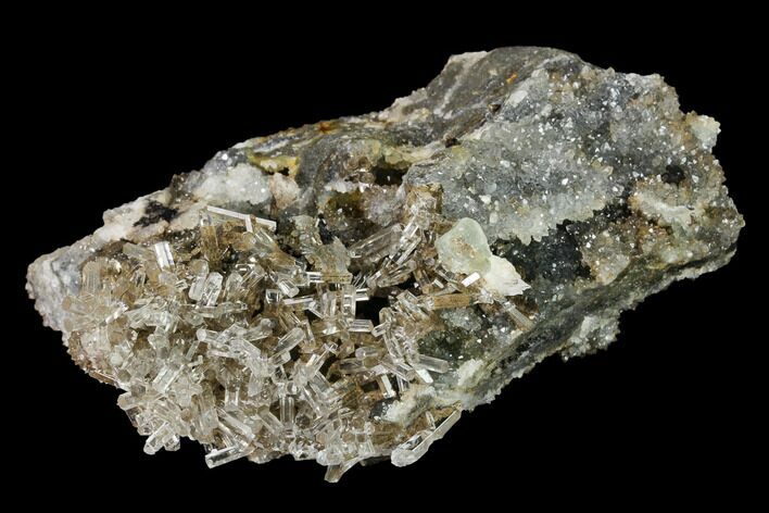 Transparent Columnar Calcite Crystal Cluster on Quartz - China #164006